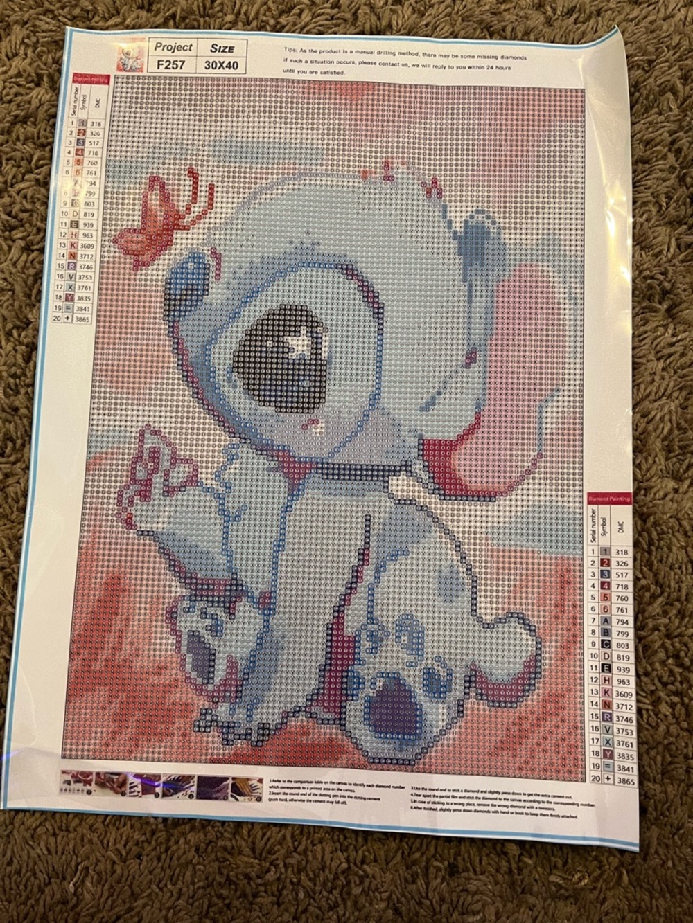 Disney Stitch Pink Blue Diamond Painting Canvas